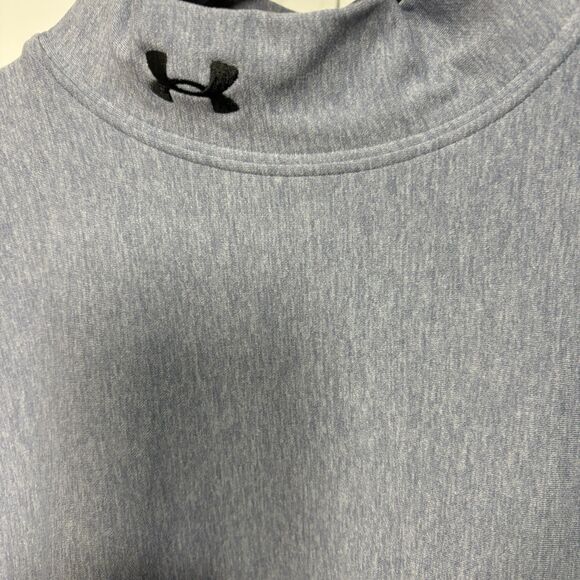 Under Armour Compression Shirt Mens S ColdGear Mock Neck Blue Gym Base Layer - Picture 3 of 11